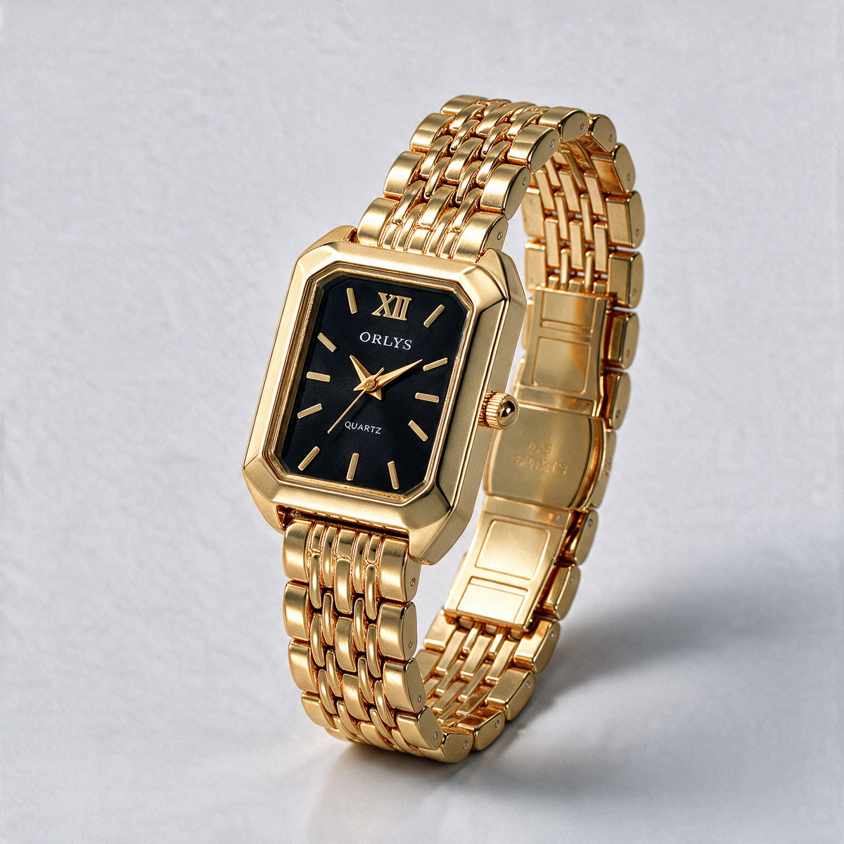Orlys Elina – Rechteckige Damenuhr | Variante: Gold / Schwarz | 2.png